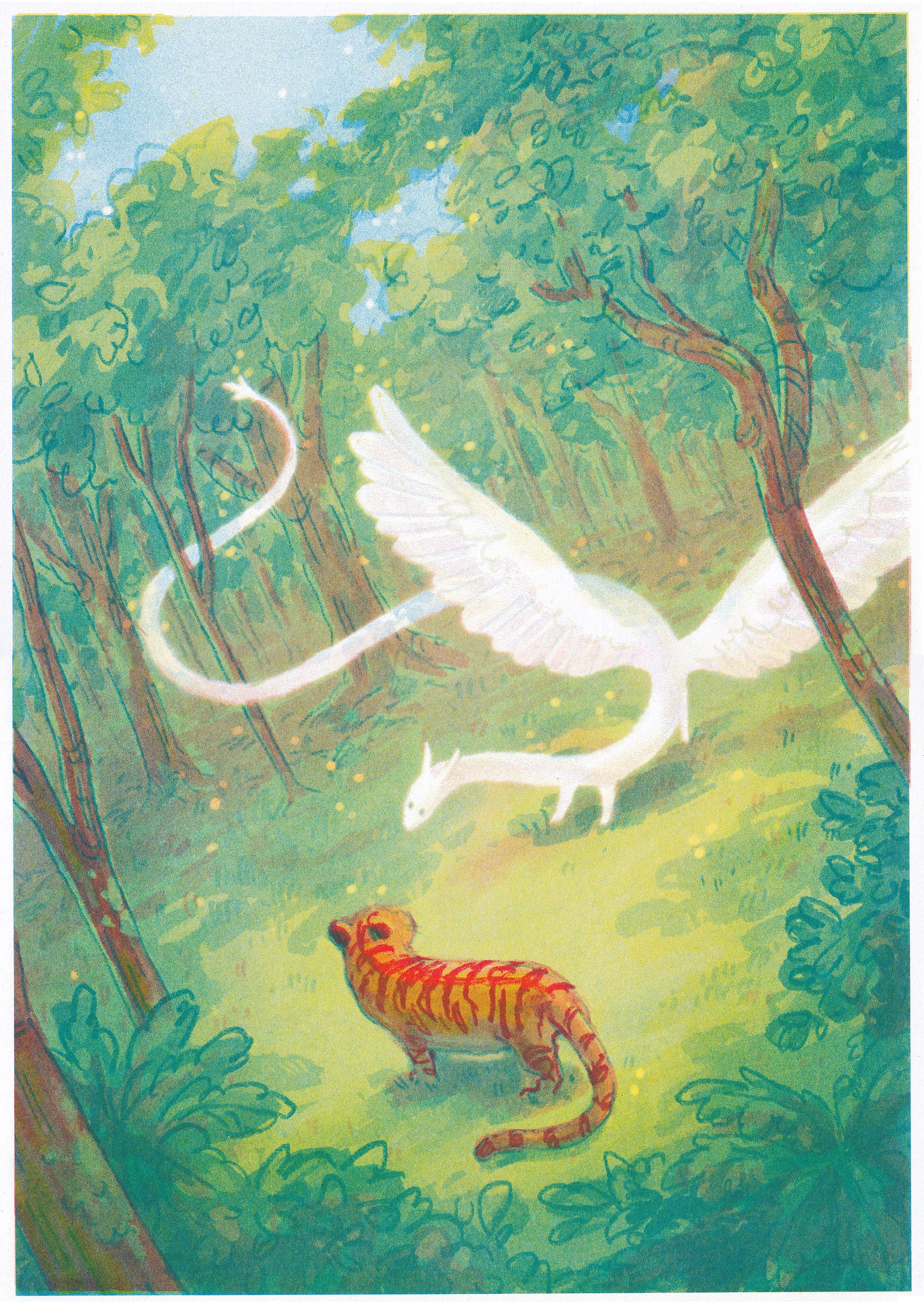Wisp Dragon and the Tiger | A3 Riso Print