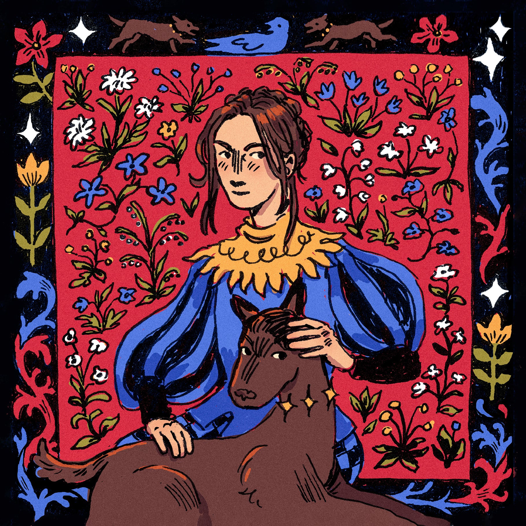 Medieval Houndsmaster | A5 Square Print